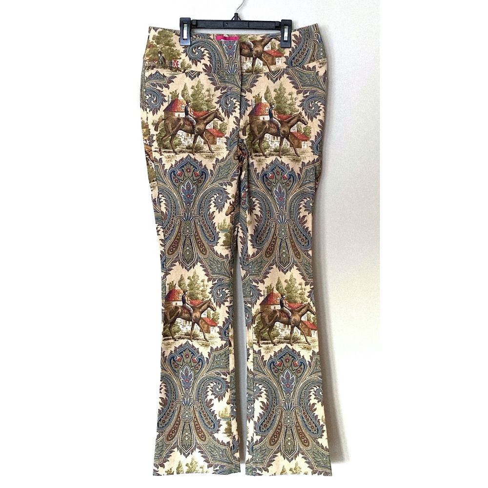 B The Collection Equestrian Paisley Pants Women's sz 4 NWT!